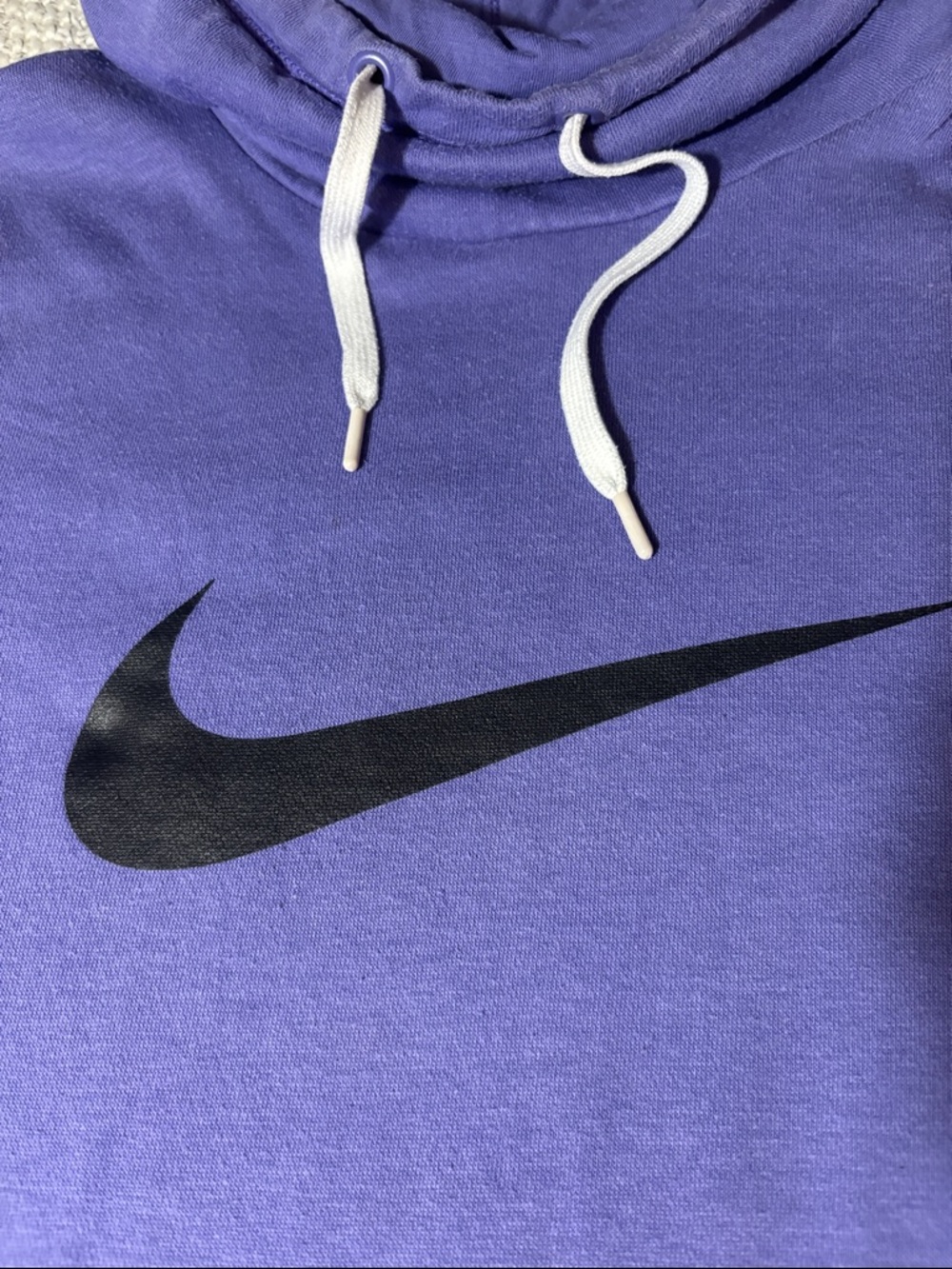 Nike Violet Purple Funnel Neck Pullover Hoodie Sweatshirt Black Swoosh - Picture 3 of 11